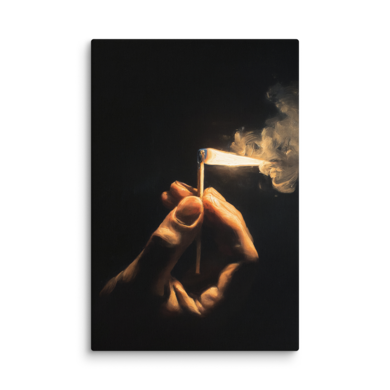 Dark Academia Wall Art – Lit Match Canvas Print | Moody Figurative Home Decor