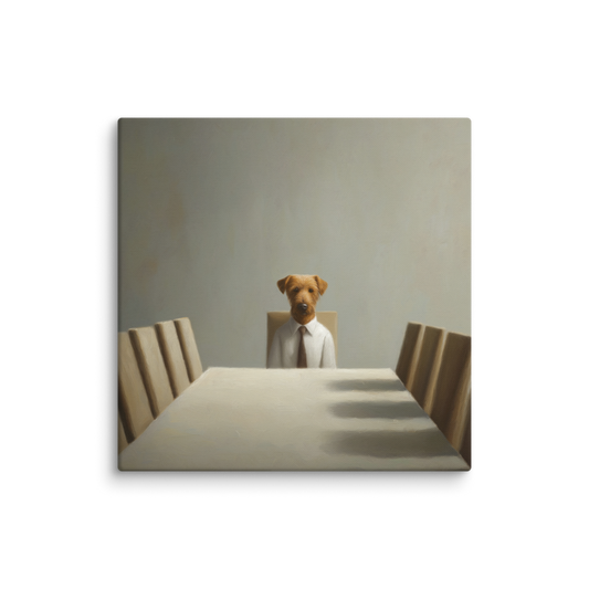 Funny Dog Wall Art – Business Dog Canvas Print | Surrealist Minimalist Office Home Decor