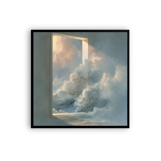 Surreal Cloud Doorway Canvas | Minimalist Dreamlike Wall Art Print