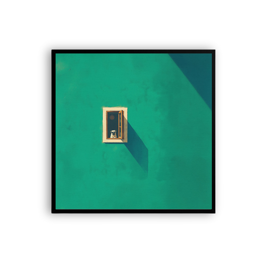 Minimalist Pop Art Dog Wall Art – Playful Emerald Green Canvas Print