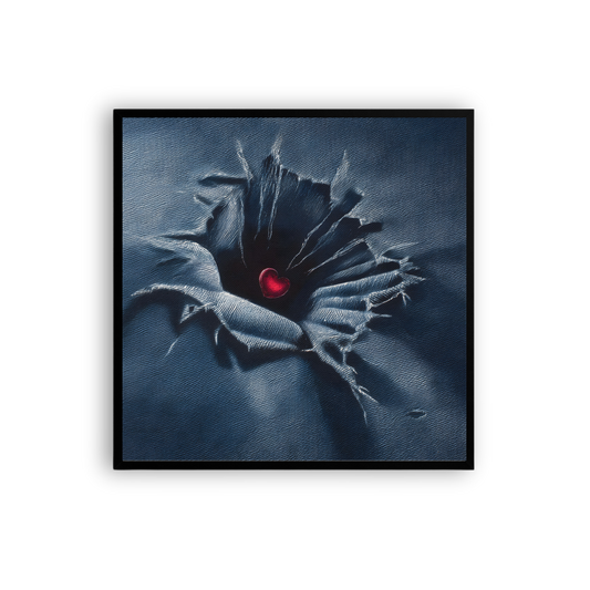 Surreal Denim Heart Wall Art – Dark Moody Canvas for Hypebeast Decor