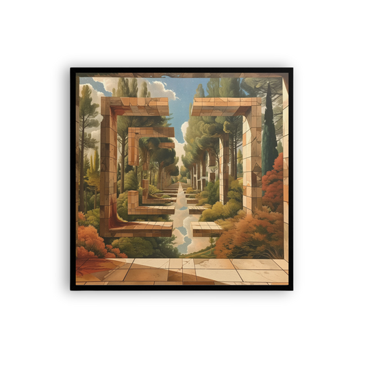 Surreal Perspective Forest Canvas | Geometric Nature Wall Art Print