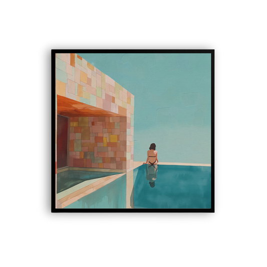 Modern Minimalist Poolside Wall Art – Serene Architectural Canvas Print