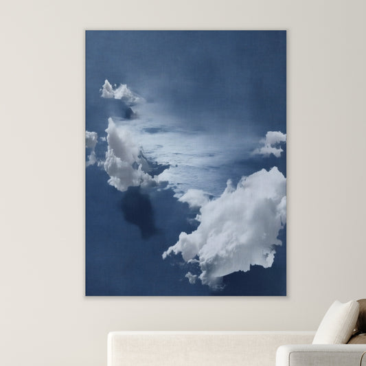 Blue Cloud Canvas Print – Coastal Minimalist Wall Art | Navy Japandi Calm Home Decor