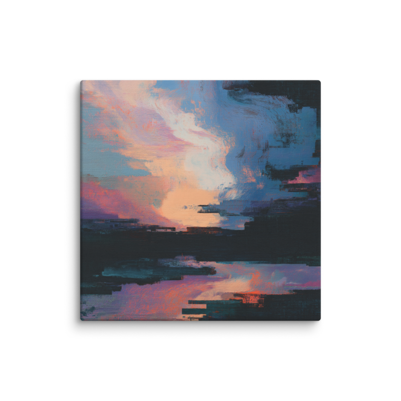 Glitch Sunset Canvas Print – Vaporwave Abstract Wall Art | Dopamine Decor Modern Home Decor