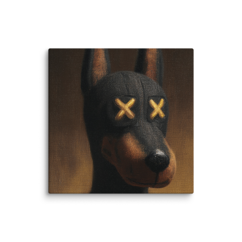 Doberman Portrait Canvas Print – Dark Luxury Street Art Wall Art | Bold Masculine Home Decor