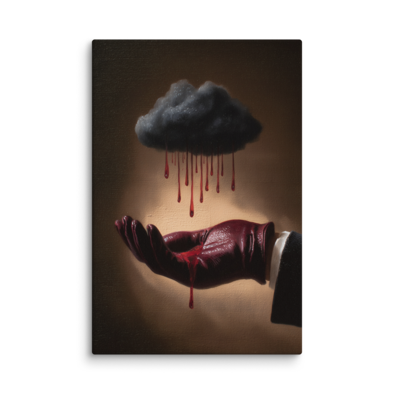 Surrealist Wall Art – Dark Cloud Hand Canvas Print | Gothic Moody Chiaroscuro Home Decor