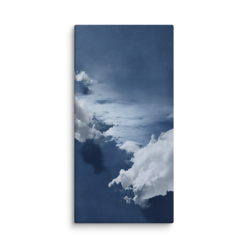 Blue Cloud Canvas Print – Coastal Minimalist Wall Art | Navy Japandi Calm Home Decor