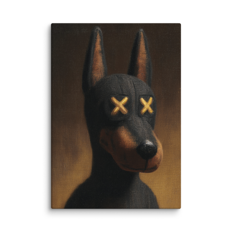 Doberman Portrait Canvas Print – Dark Luxury Street Art Wall Art | Bold Masculine Home Decor