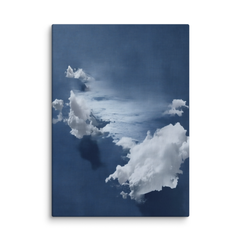 Blue Cloud Canvas Print – Coastal Minimalist Wall Art | Navy Japandi Calm Home Decor