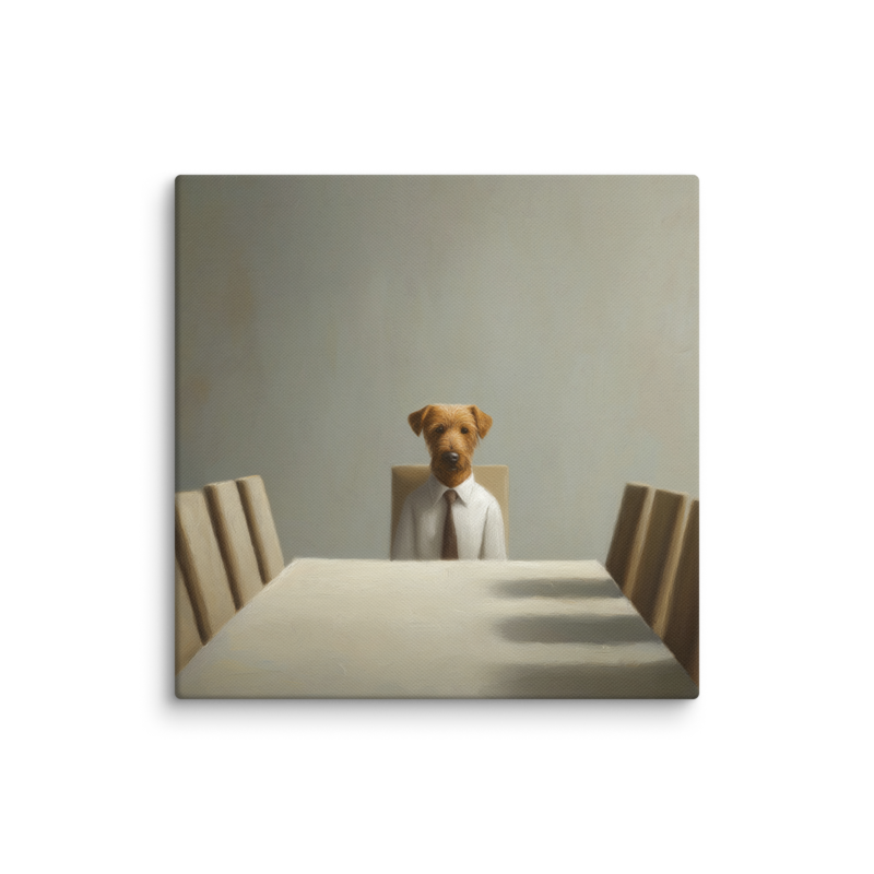 Funny Dog Wall Art – Business Dog Canvas Print | Surrealist Minimalist Office Home Decor