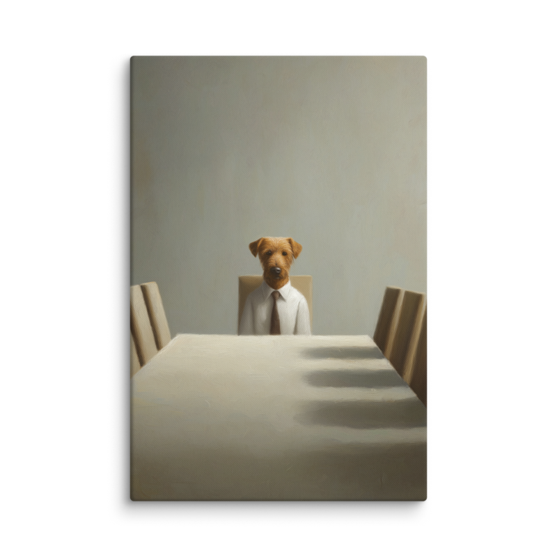 Funny Dog Wall Art – Business Dog Canvas Print | Surrealist Minimalist Office Home Decor