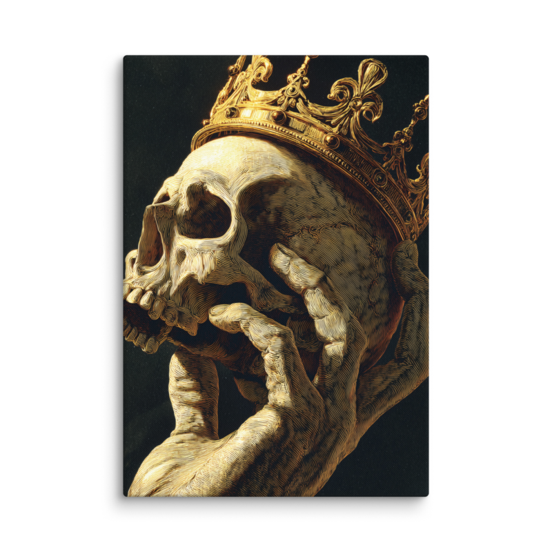Gothic Wall Art – Crowned Skull Canvas Print | Dark Academia Memento Mori Home Decor