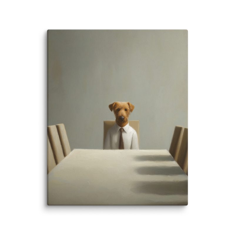 Funny Dog Wall Art – Business Dog Canvas Print | Surrealist Minimalist Office Home Decor