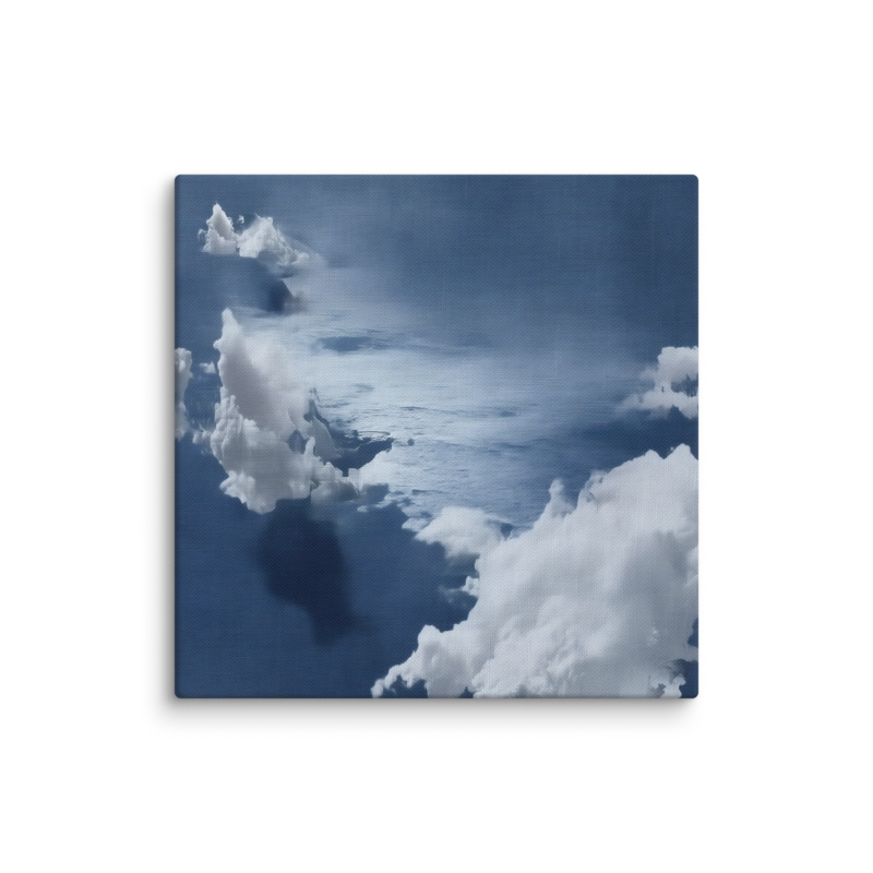 Blue Cloud Canvas Print – Coastal Minimalist Wall Art | Navy Japandi Calm Home Decor