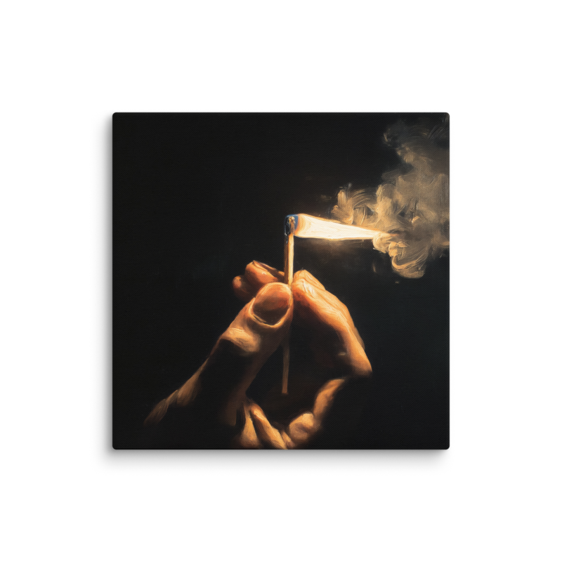 Dark Academia Wall Art – Lit Match Canvas Print | Moody Figurative Home Decor