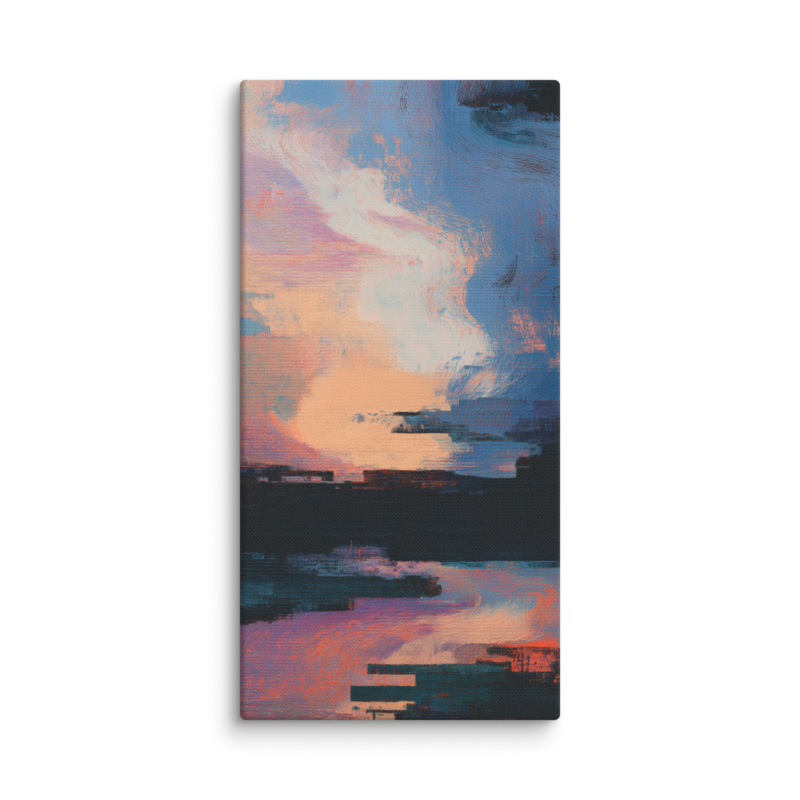Glitch Sunset Canvas Print – Vaporwave Abstract Wall Art | Dopamine Decor Modern Home Decor