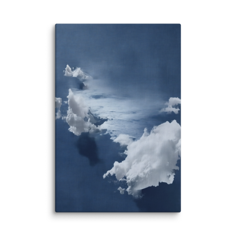 Blue Cloud Canvas Print – Coastal Minimalist Wall Art | Navy Japandi Calm Home Decor