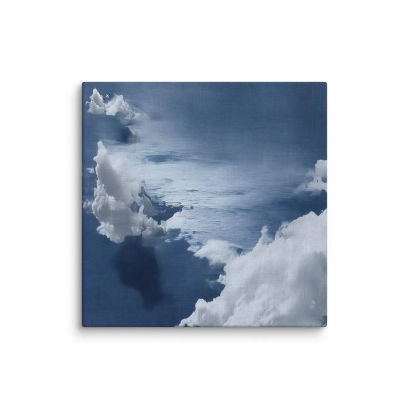 Blue Cloud Canvas Print – Coastal Minimalist Wall Art | Navy Japandi Calm Home Decor