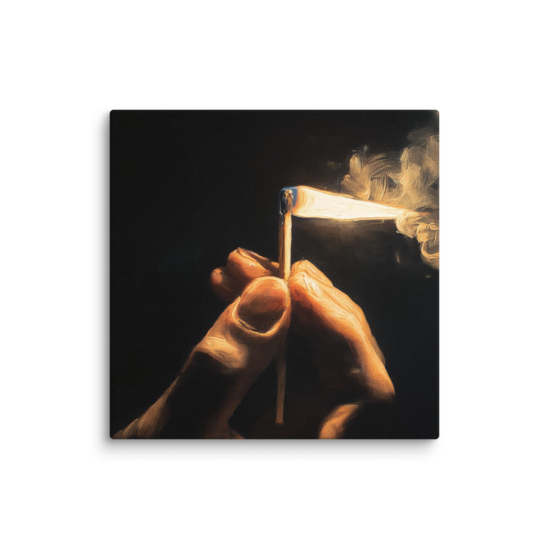 Dark Academia Wall Art – Lit Match Canvas Print | Moody Figurative Home Decor