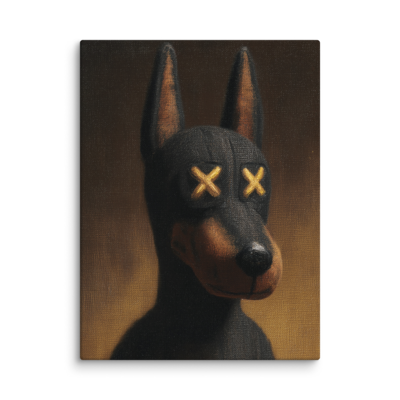 Doberman Portrait Canvas Print – Dark Luxury Street Art Wall Art | Bold Masculine Home Decor