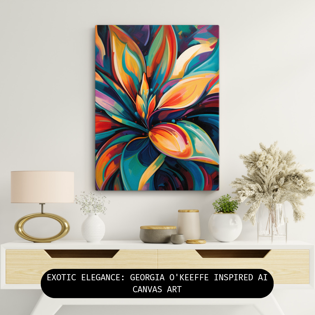 "Exotic Elegance": Georgia O'Keeffe Inspired AI Canvas Art