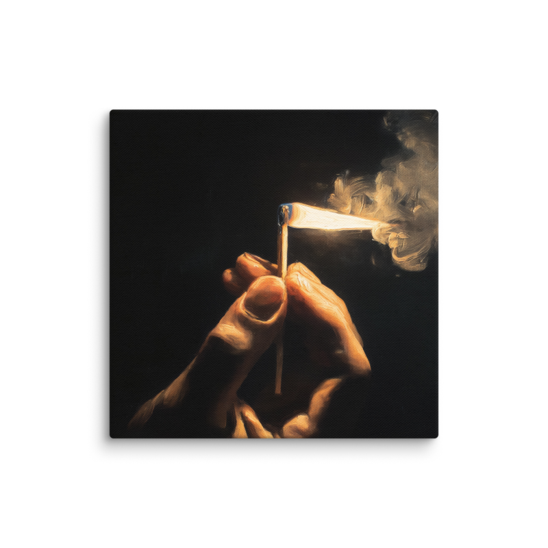 Dark Academia Wall Art – Lit Match Canvas Print | Moody Figurative Home Decor