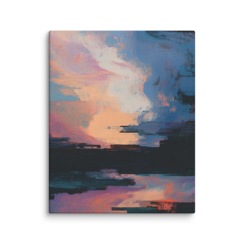 Glitch Sunset Canvas Print – Vaporwave Abstract Wall Art | Dopamine Decor Modern Home Decor