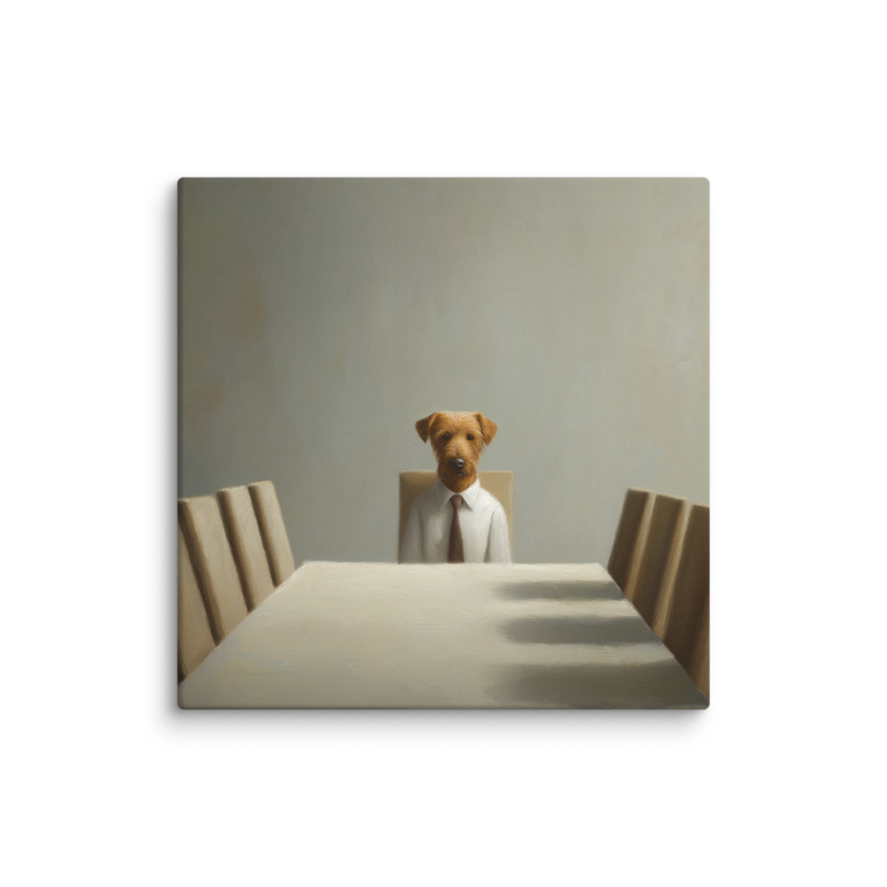 Funny Dog Wall Art – Business Dog Canvas Print | Surrealist Minimalist Office Home Decor