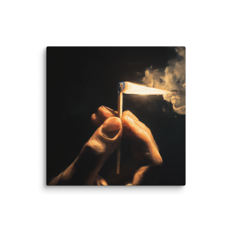 Dark Academia Wall Art – Lit Match Canvas Print | Moody Figurative Home Decor