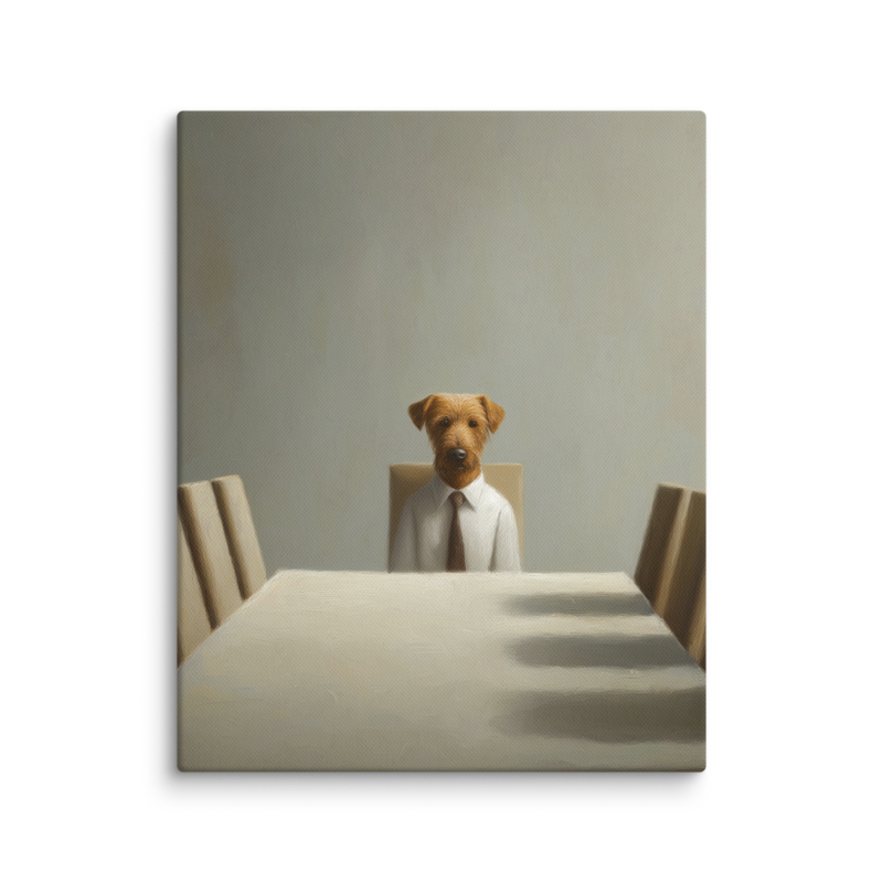 Funny Dog Wall Art – Business Dog Canvas Print | Surrealist Minimalist Office Home Decor