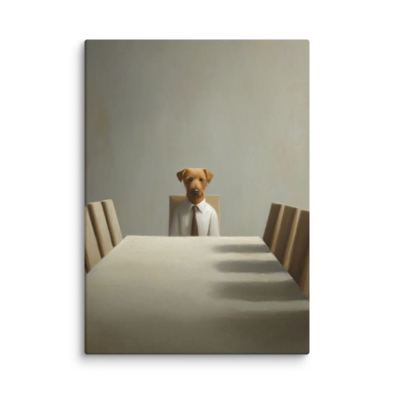 Funny Dog Wall Art – Business Dog Canvas Print | Surrealist Minimalist Office Home Decor