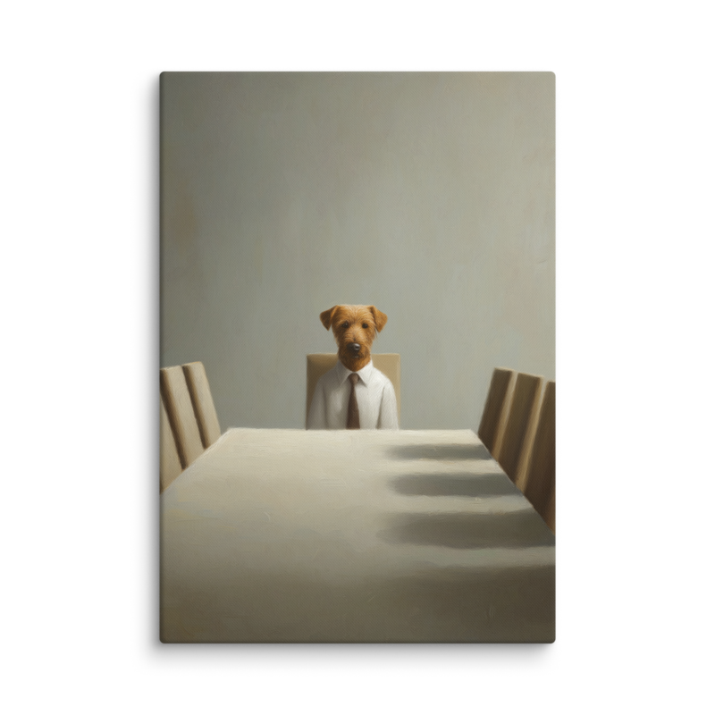 Funny Dog Wall Art – Business Dog Canvas Print | Surrealist Minimalist Office Home Decor