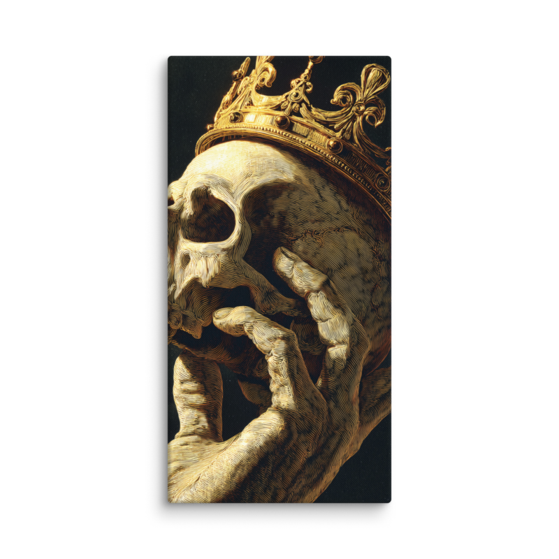 Gothic Wall Art – Crowned Skull Canvas Print | Dark Academia Memento Mori Home Decor