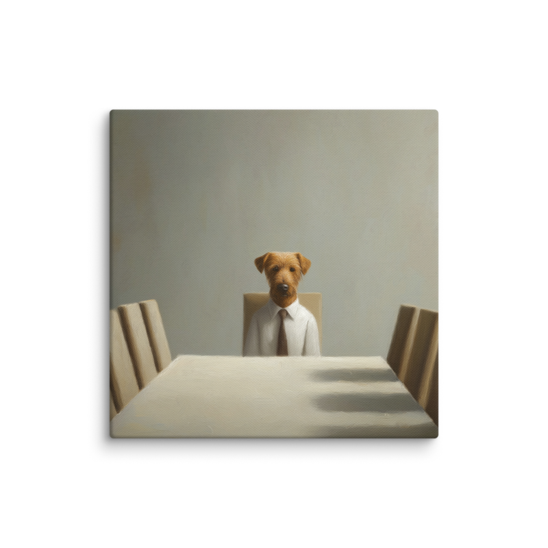 Funny Dog Wall Art – Business Dog Canvas Print | Surrealist Minimalist Office Home Decor