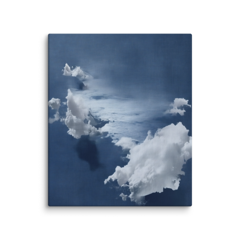 Blue Cloud Canvas Print – Coastal Minimalist Wall Art | Navy Japandi Calm Home Decor
