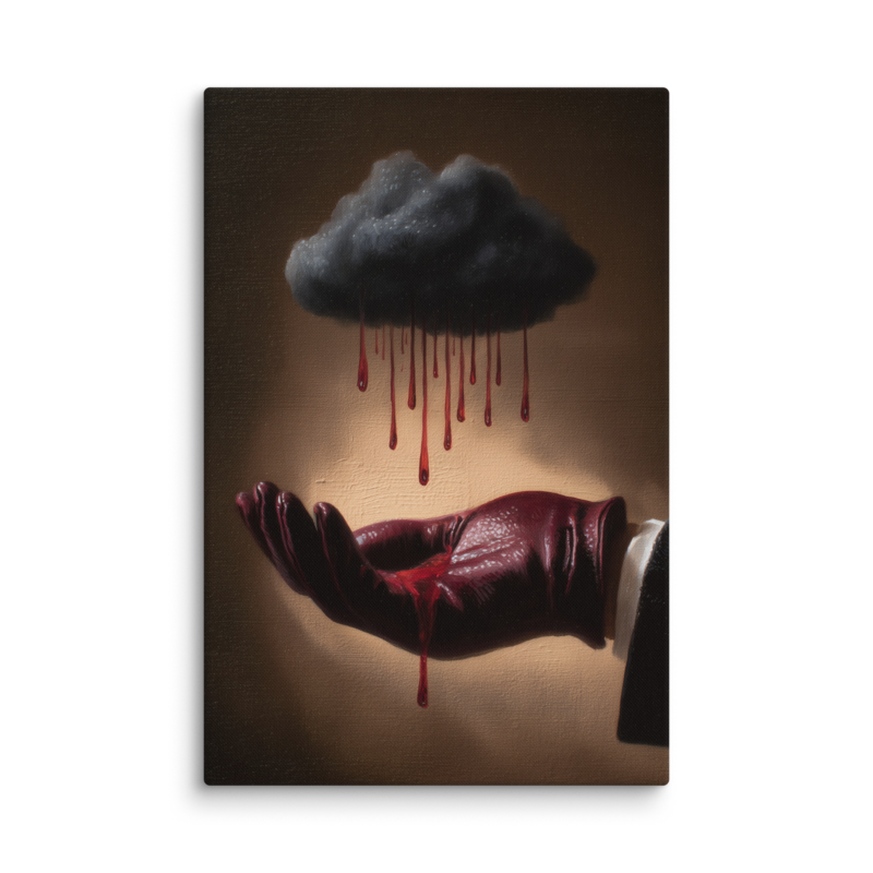 Surrealist Wall Art – Dark Cloud Hand Canvas Print | Gothic Moody Chiaroscuro Home Decor