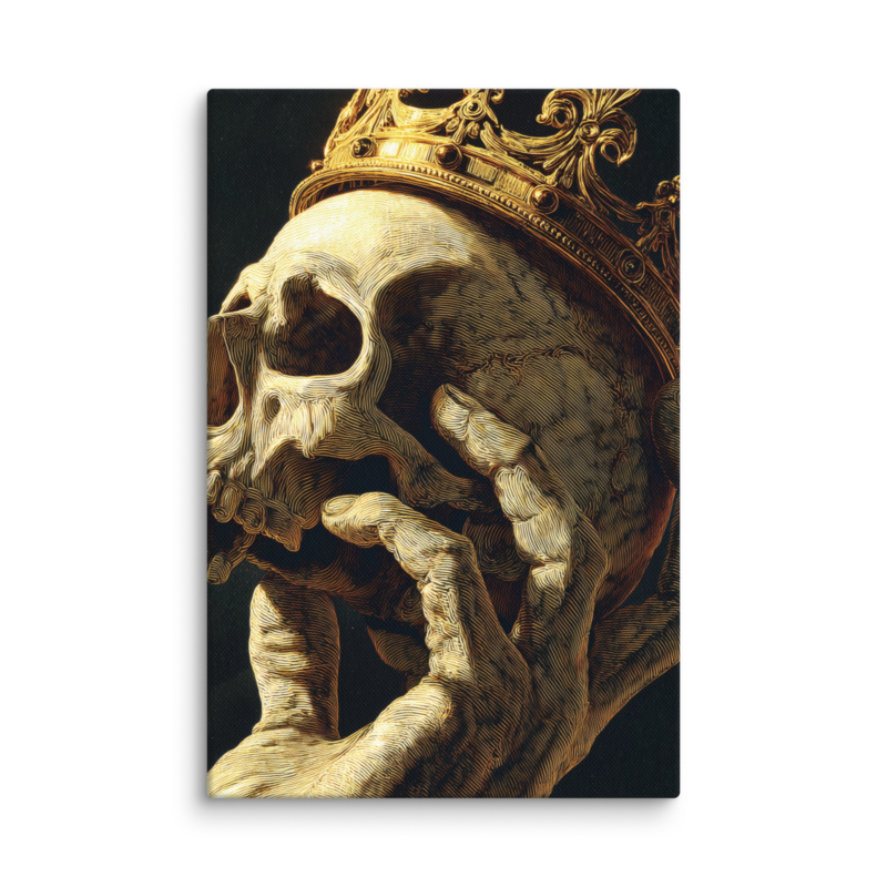 Gothic Wall Art – Crowned Skull Canvas Print | Dark Academia Memento Mori Home Decor