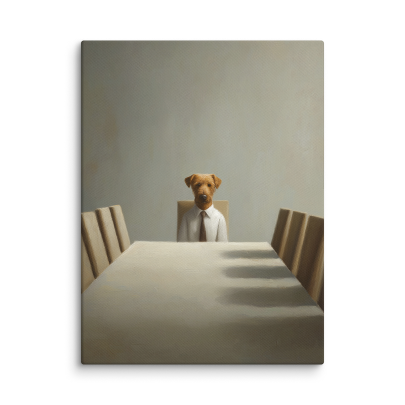 Funny Dog Wall Art – Business Dog Canvas Print | Surrealist Minimalist Office Home Decor
