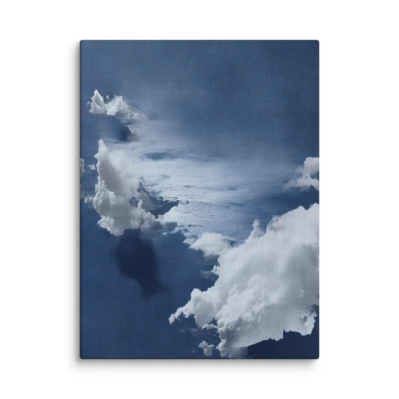 Blue Cloud Canvas Print – Coastal Minimalist Wall Art | Navy Japandi Calm Home Decor