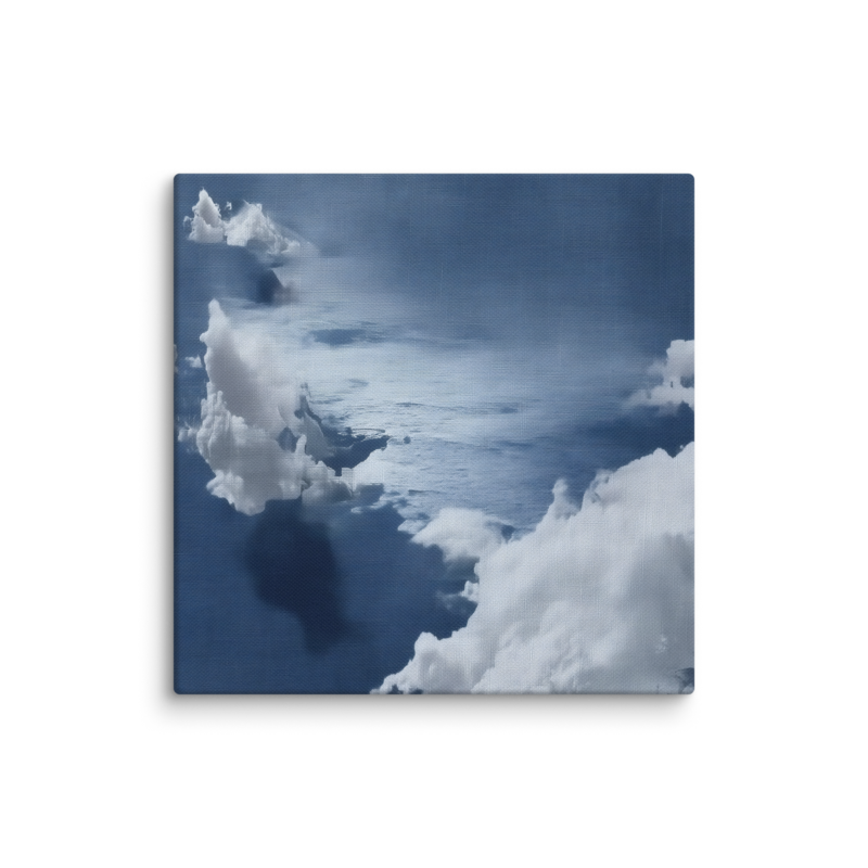 Blue Cloud Canvas Print – Coastal Minimalist Wall Art | Navy Japandi Calm Home Decor