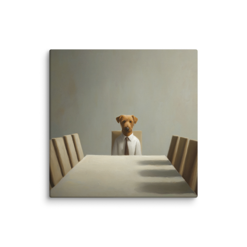 Funny Dog Wall Art – Business Dog Canvas Print | Surrealist Minimalist Office Home Decor