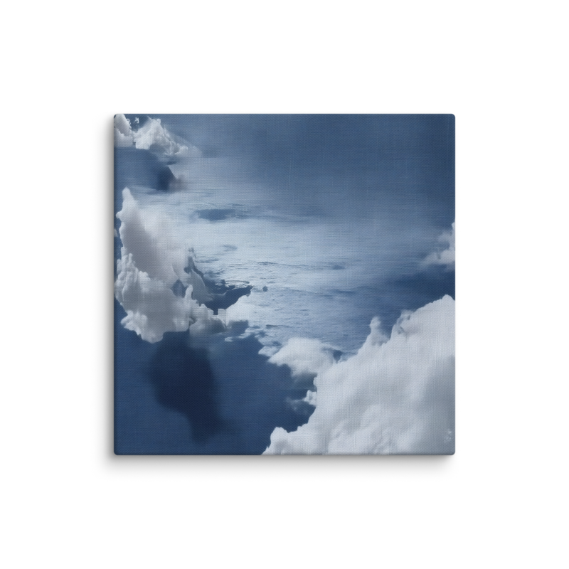 Blue Cloud Canvas Print – Coastal Minimalist Wall Art | Navy Japandi Calm Home Decor