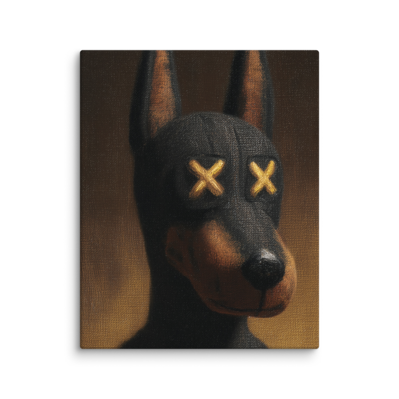 Doberman Portrait Canvas Print – Dark Luxury Street Art Wall Art | Bold Masculine Home Decor