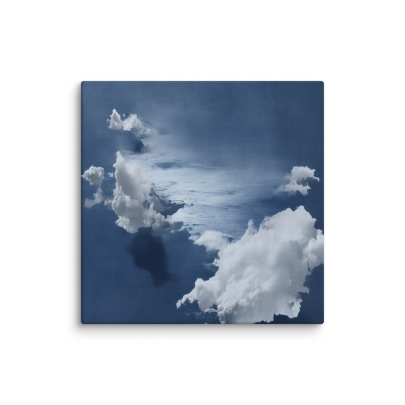 Blue Cloud Canvas Print – Coastal Minimalist Wall Art | Navy Japandi Calm Home Decor
