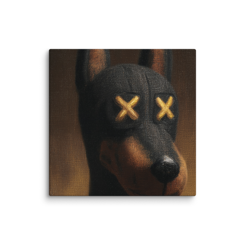 Doberman Portrait Canvas Print – Dark Luxury Street Art Wall Art | Bold Masculine Home Decor