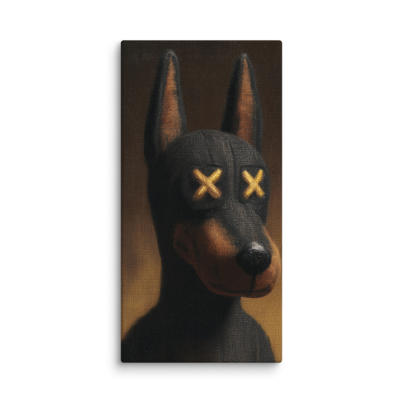 Doberman Portrait Canvas Print – Dark Luxury Street Art Wall Art | Bold Masculine Home Decor