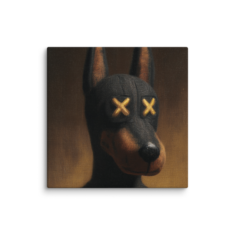 Doberman Portrait Canvas Print – Dark Luxury Street Art Wall Art | Bold Masculine Home Decor