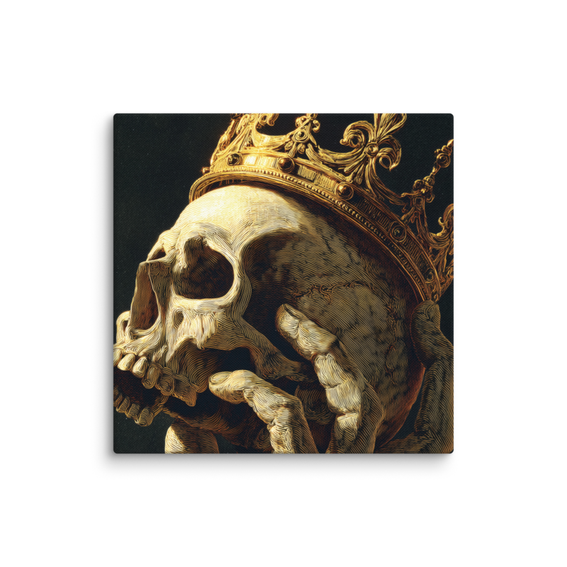 Gothic Wall Art – Crowned Skull Canvas Print | Dark Academia Memento Mori Home Decor