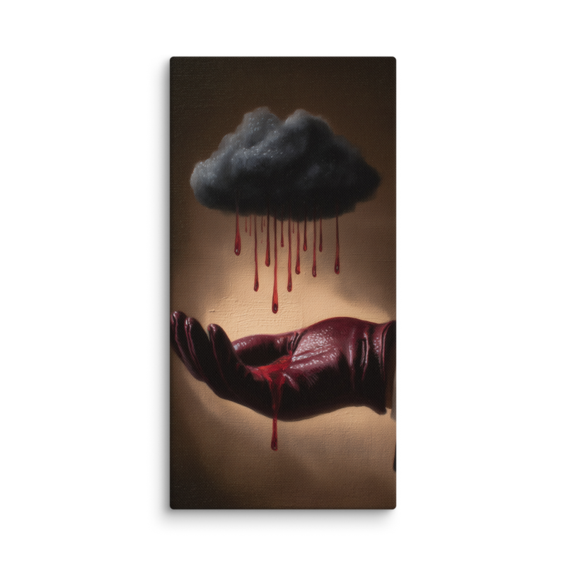Surrealist Wall Art – Dark Cloud Hand Canvas Print | Gothic Moody Chiaroscuro Home Decor